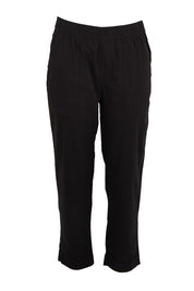 Product shot of the The Elastic Waist Pull On Patch Pocket Pant – Black in colour Black, from the front