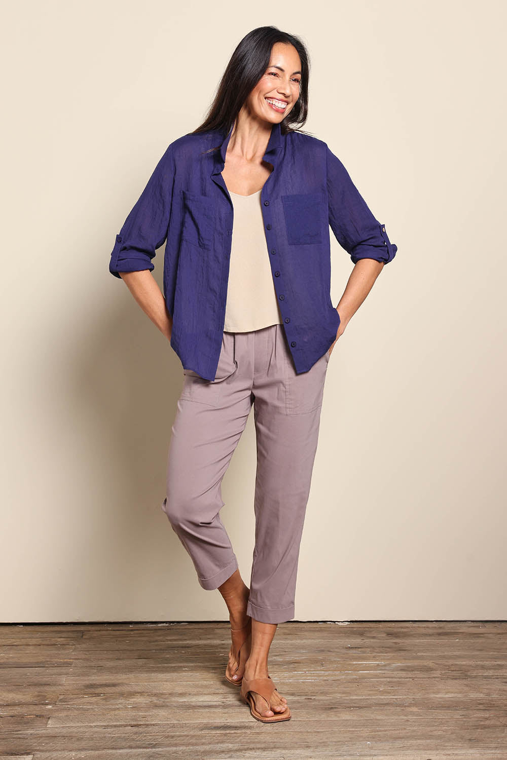 The Elastic Waist Pull On Patch Pocket Pant – Coffee