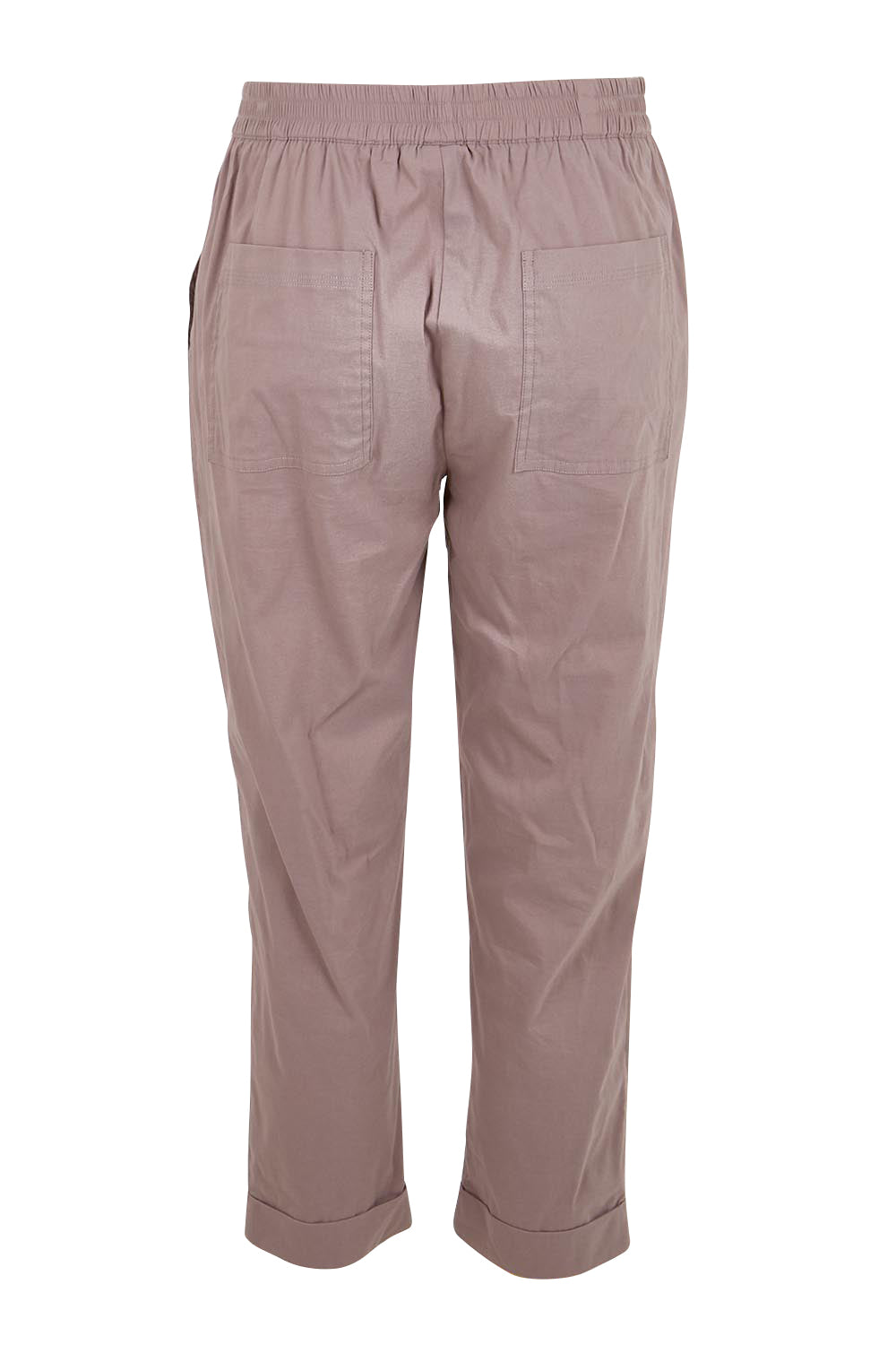 Product shot of the The Elastic Waist Pull On Patch Pocket Pant – Coffee in colour Coffee, from the back