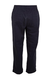 Product shot of the The Elastic Waist Pull On Patch Pocket Pant – Navy in colour Navy, from the back
