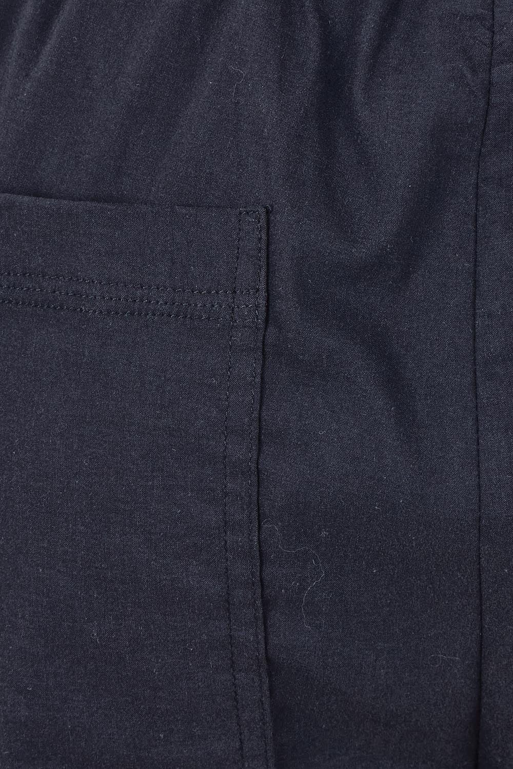 Product shot of The Elastic Waist Pull On Patch Pocket Pant in colour Navy (Blue), detail