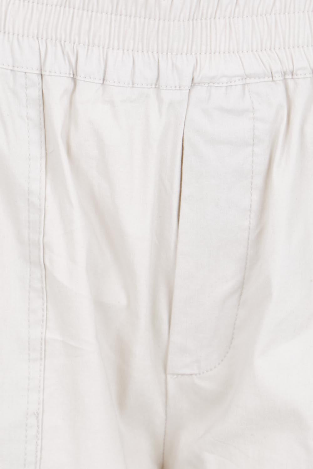 Product shot of the The Elastic Waist Pull On Patch Pocket Pant – Pummice in colour Pummice, showing detail