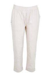 Product shot of the The Elastic Waist Pull On Patch Pocket Pant – Pummice in colour Pummice, from the front