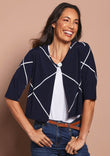 The Easy Wear Printed Shrug - Navywhite