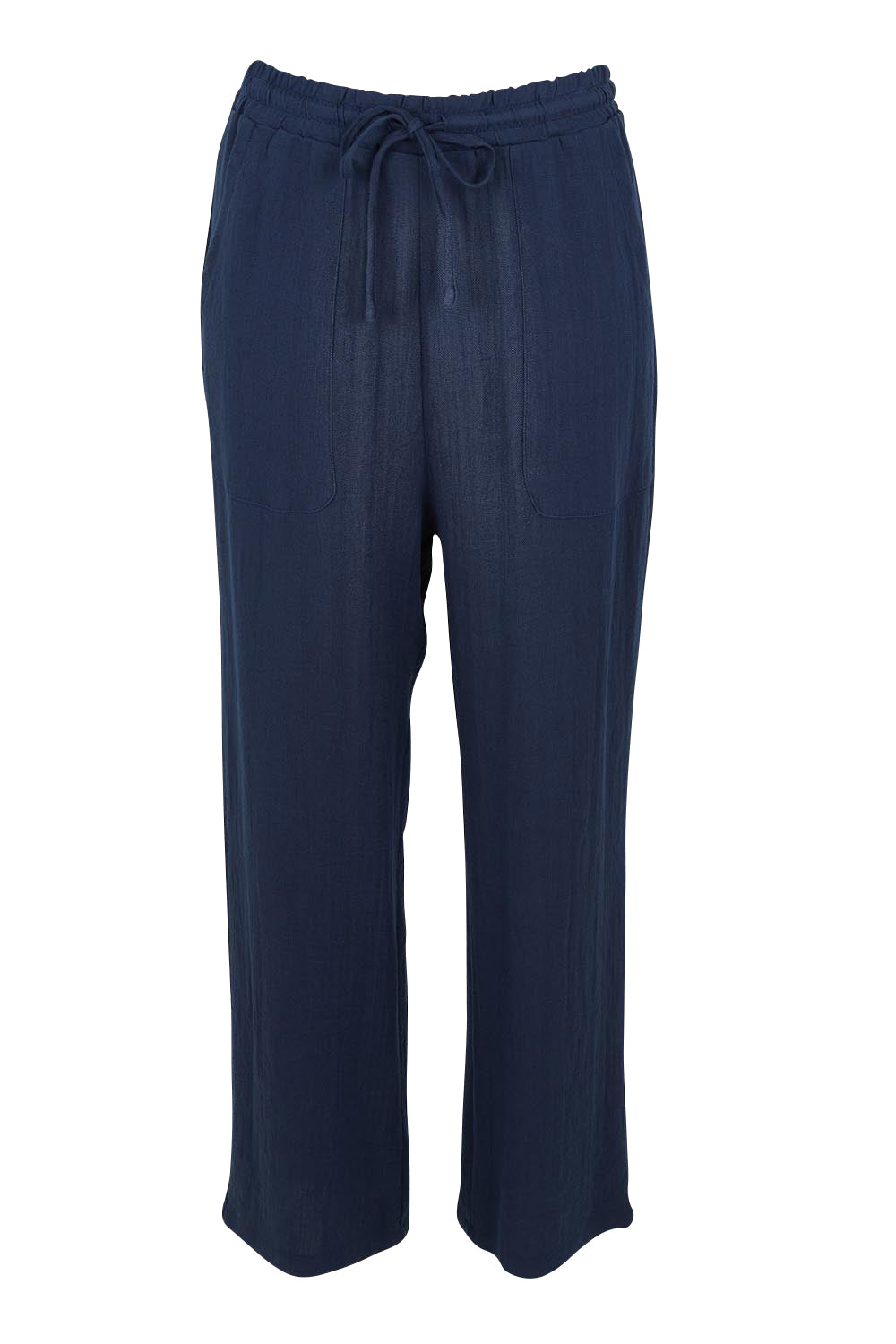 Product shot of The Must Have Linen Look Pull on Pant in colour Darknavy (Blue), from the front