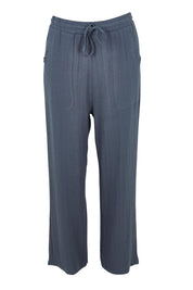 Product shot of The Must Have Linen Look Pull on Pant in colour Denim (Blue), from the front