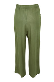 Product shot of The Must Have Linen Look Pull on Pant in colour Kkahi (Green), from the back