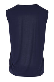 Product shot of The Mix Me Match Me Bamboo Tank in colour Darknavy (Blue), from the back