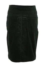 Product shot of The Keepers Cord Pull On Skirt in colour Deepforest (Green), from the back