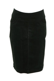 Product shot of The Keepers Cord Pull On Skirt in colour Deepforest (Green), from the front