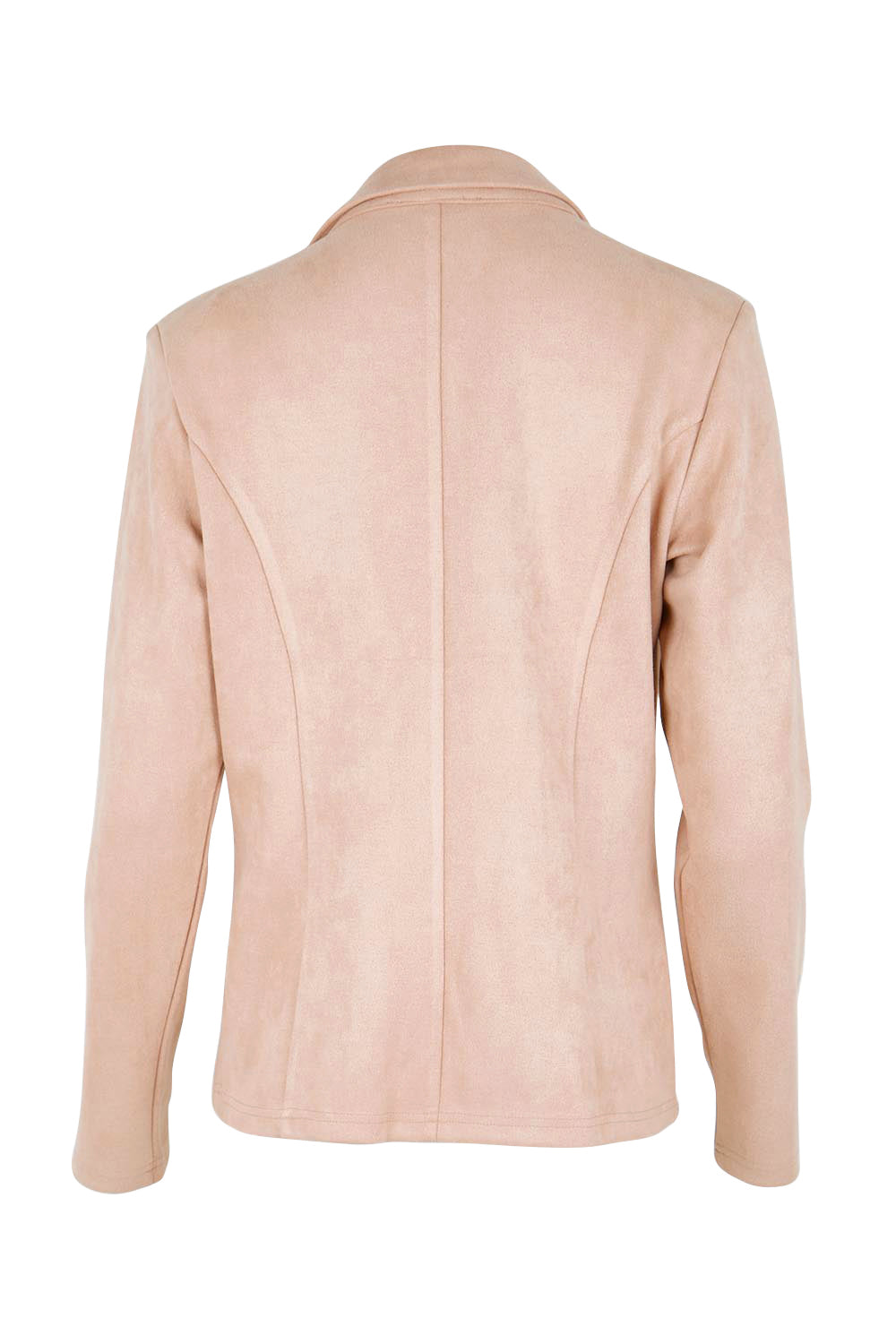 Product shot of the The Luxe Faux Suede Blazer – Baci in colour Baci, from the back