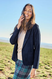 The Luxe Faux Suede Blazer – Navy