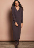 The Travel Anti Pilling V Neck Dress – Cocoa