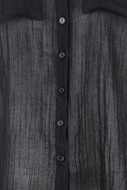 Product shot of the The Go To Comfort Shirt - Black in colour Black, showing detail