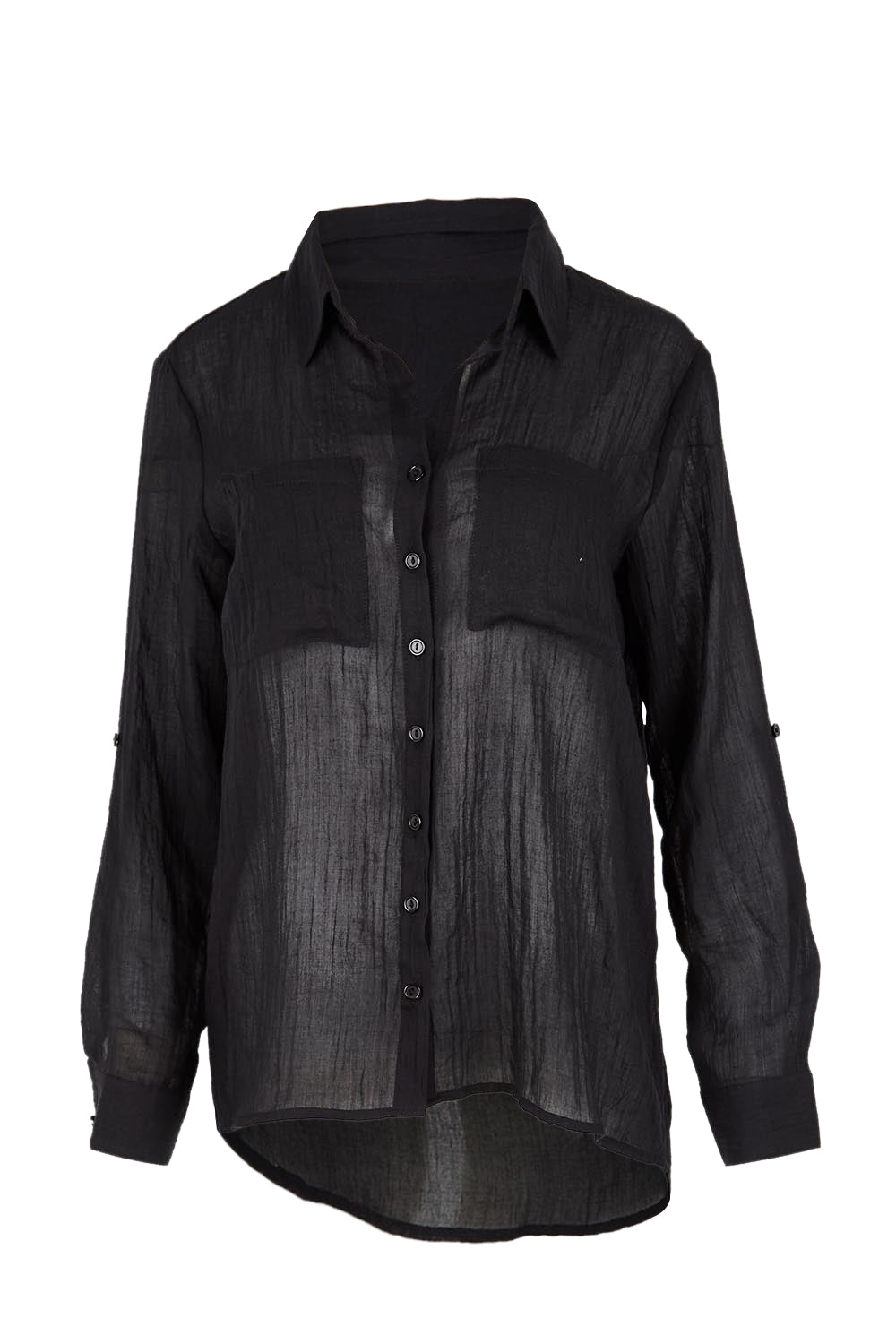 Product shot of the The Go To Comfort Shirt - Black in colour Black, from the front