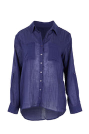 Product shot of the The Go To Comfort Shirt - Navy in colour Navy, from the front