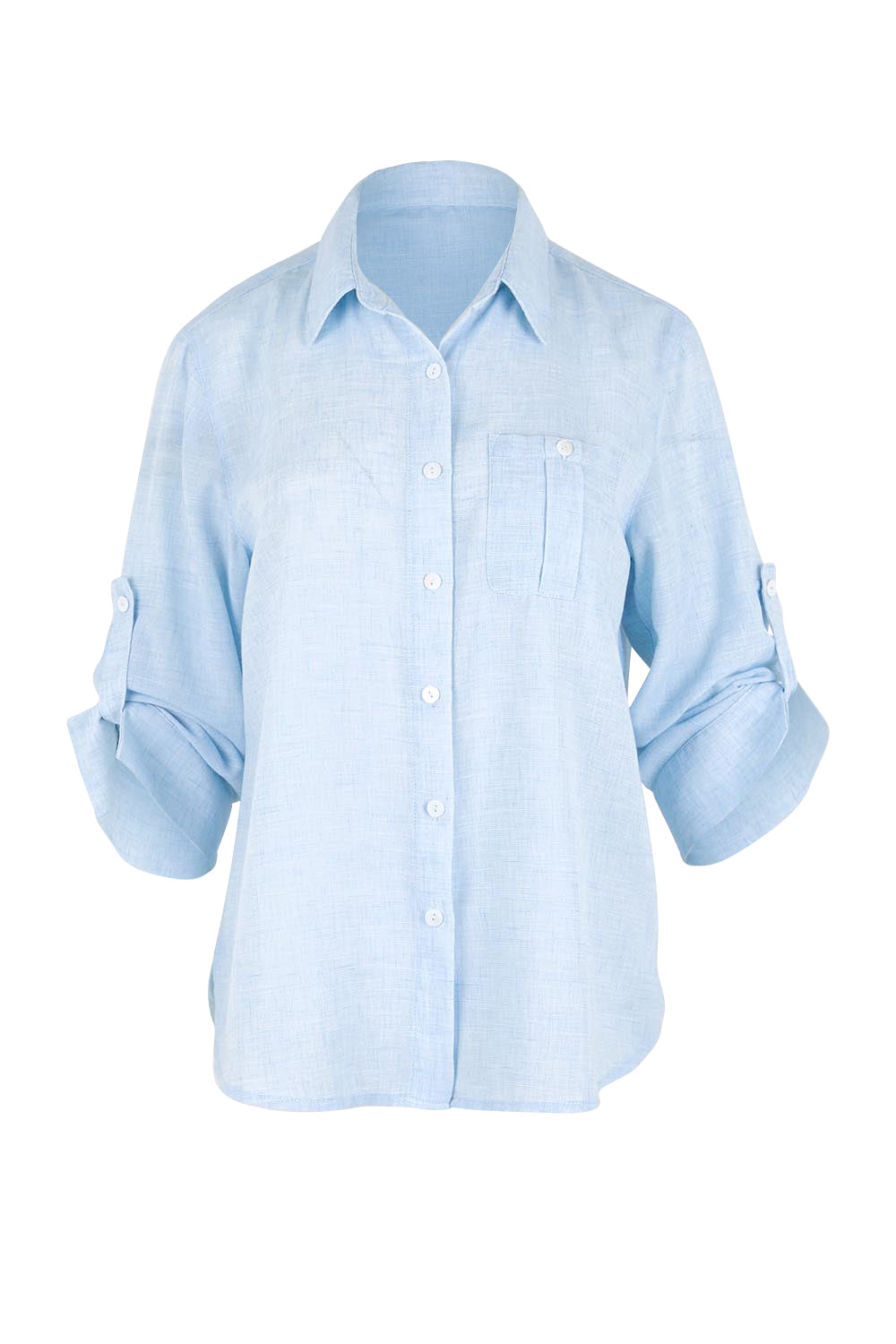Product shot of the The Easy Wear Shirt  - Chambray in colour Chambray, showing detail