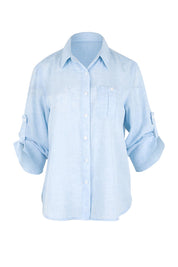 Product shot of the The Easy Wear Shirt  - Chambray in colour Chambray, showing detail