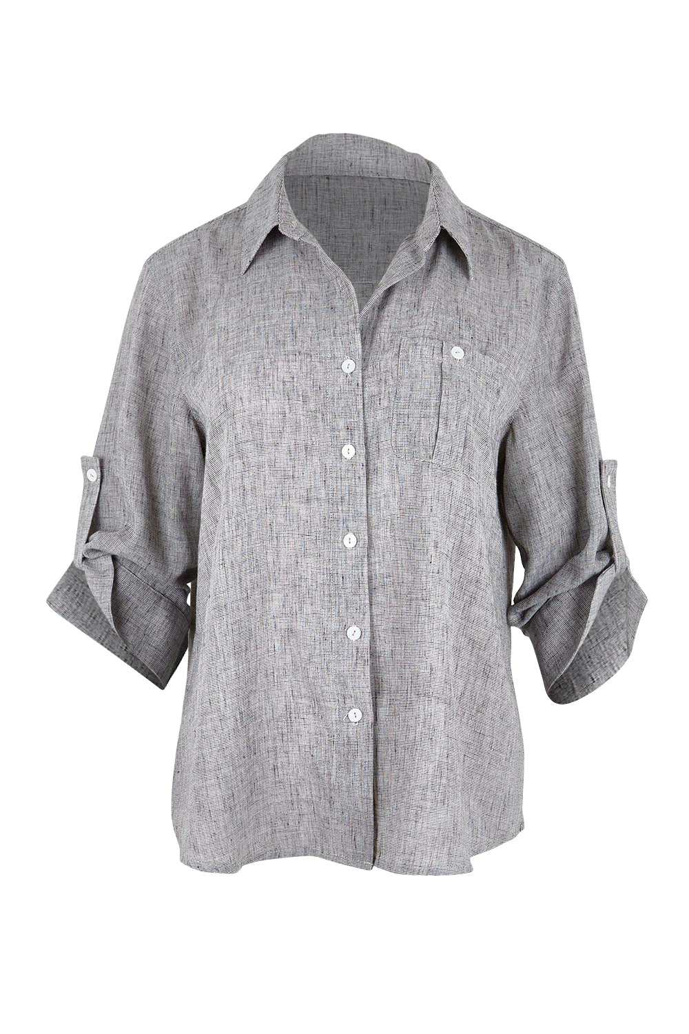 Product shot of the The Easy Wear Shirt  - Graphite in colour Graphite, showing detail