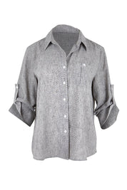 Product shot of the The Easy Wear Shirt  - Graphite in colour Graphite, showing detail
