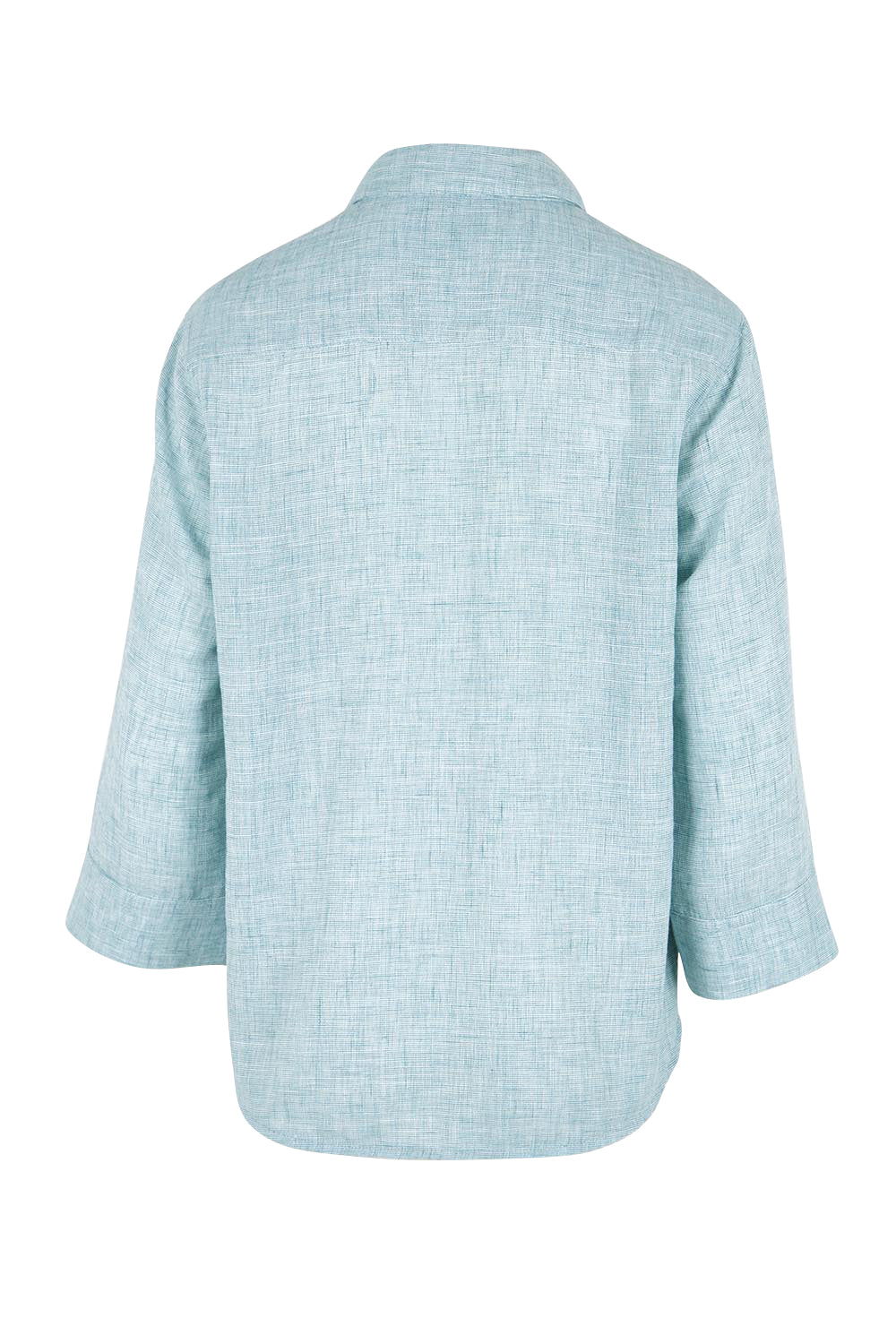 Product shot of the The Easy Wear Shirt  - Mint in colour Mint, from the back