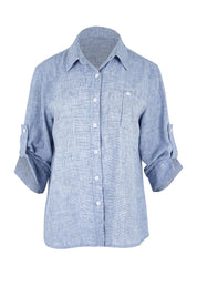 Product shot of the The Easy Wear Shirt  - Navy in colour Navy, showing detail