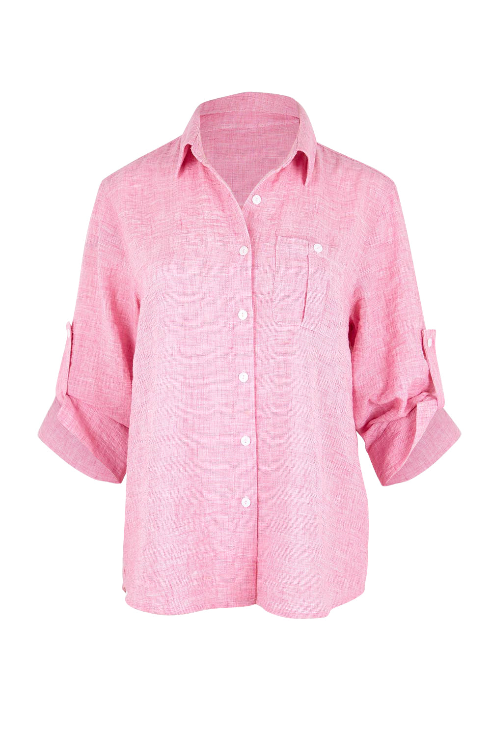 Product shot of the The Easy Wear Shirt  - Rose in colour Rose, showing detail