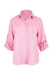 Product shot of the The Easy Wear Shirt  - Rose in colour Rose, showing detail