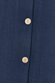 Product shot of The Must Have Linen Look Shacket Dress in colour Navy (Blue), detail