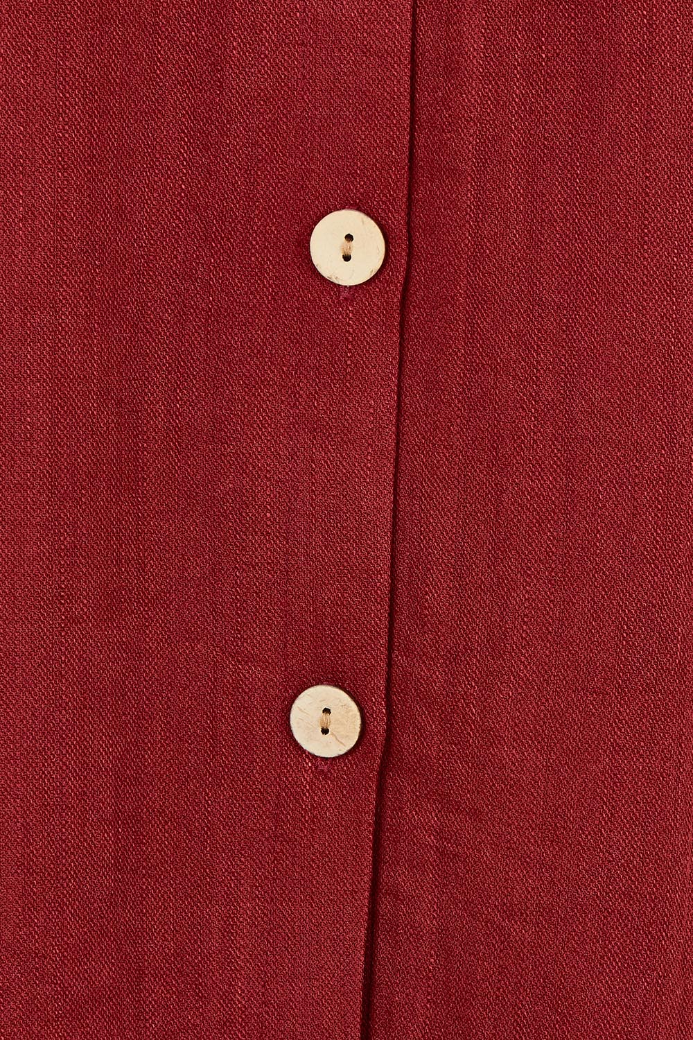 Product shot of The Must Have Linen Look Shacket Dress in colour Sangria (Red), detail