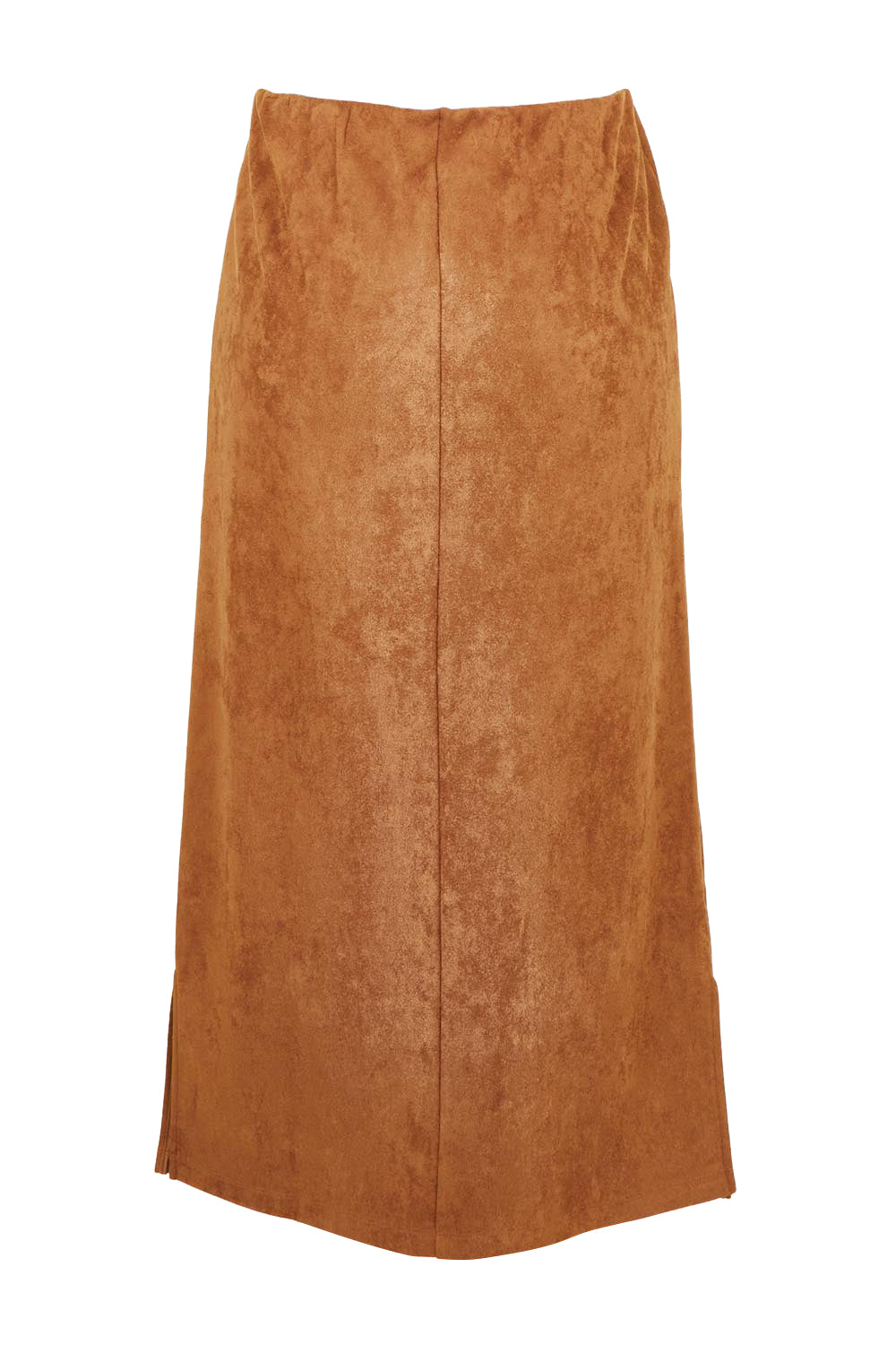 The Luxe Faux Suede Straight Maxi Skirt – Tan