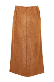 The Luxe Faux Suede Straight Maxi Skirt – Tan