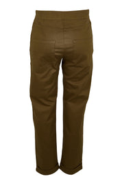 Product shot of the The Teachers Cotton Pant With Pockets – Coffee in colour Coffee, from the back