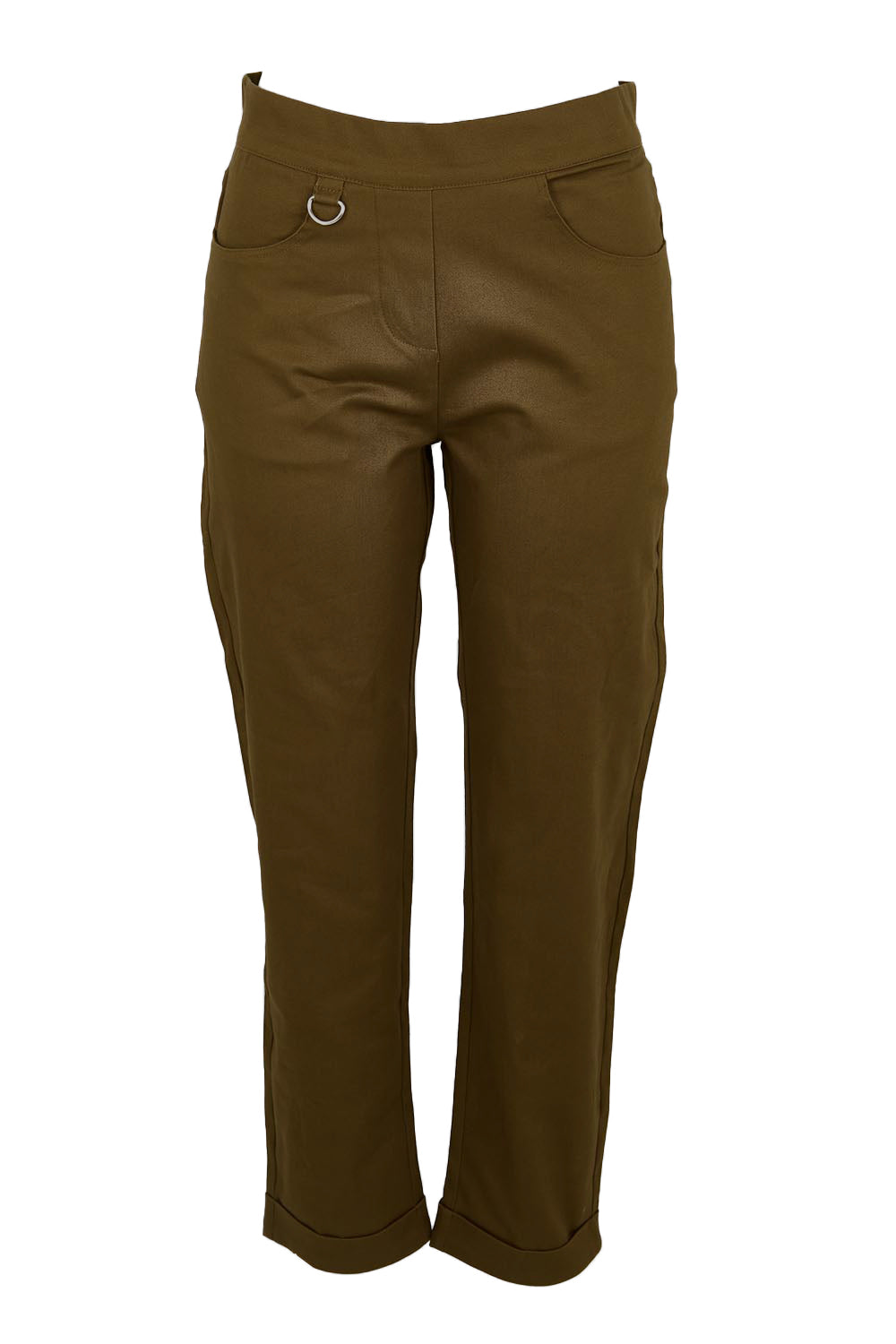 Product shot of the The Teachers Cotton Pant With Pockets – Coffee in colour Coffee, from the front