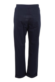 Product shot of The Teachers Cotton Pant With Pockets in colour Honorblue (Blue), from the back