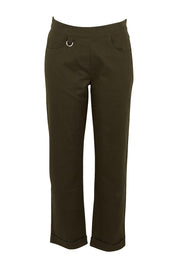 Product shot of The Teachers Cotton Pant With Pockets in colour Pinegrove (Green), from the front