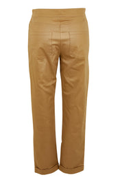 Product shot of The Teachers Cotton Pant With Pockets in colour Sandstone, from the back