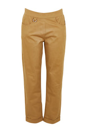 Product shot of The Teachers Cotton Pant With Pockets in colour Sandstone, from the front