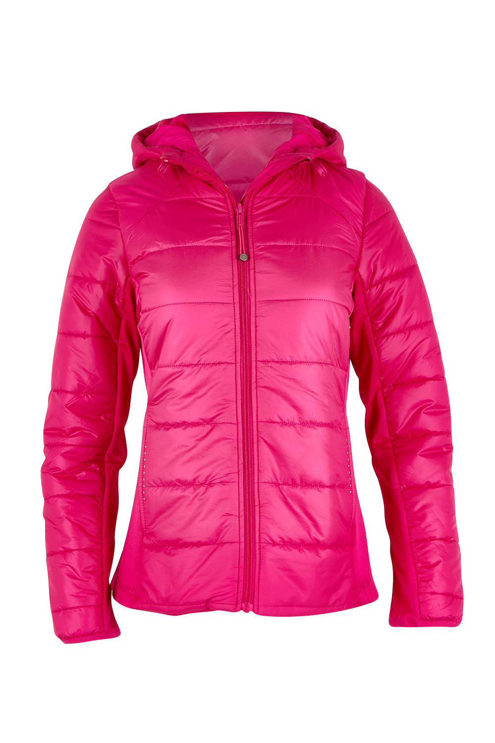 Product shot of The Keepers Puffer Jacket in colour Hotpink (Pink), from the front
