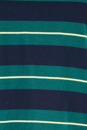 Product shot of the The Classic Cotton Striped Tee – Navygreen in colour Navygreen, showing detail