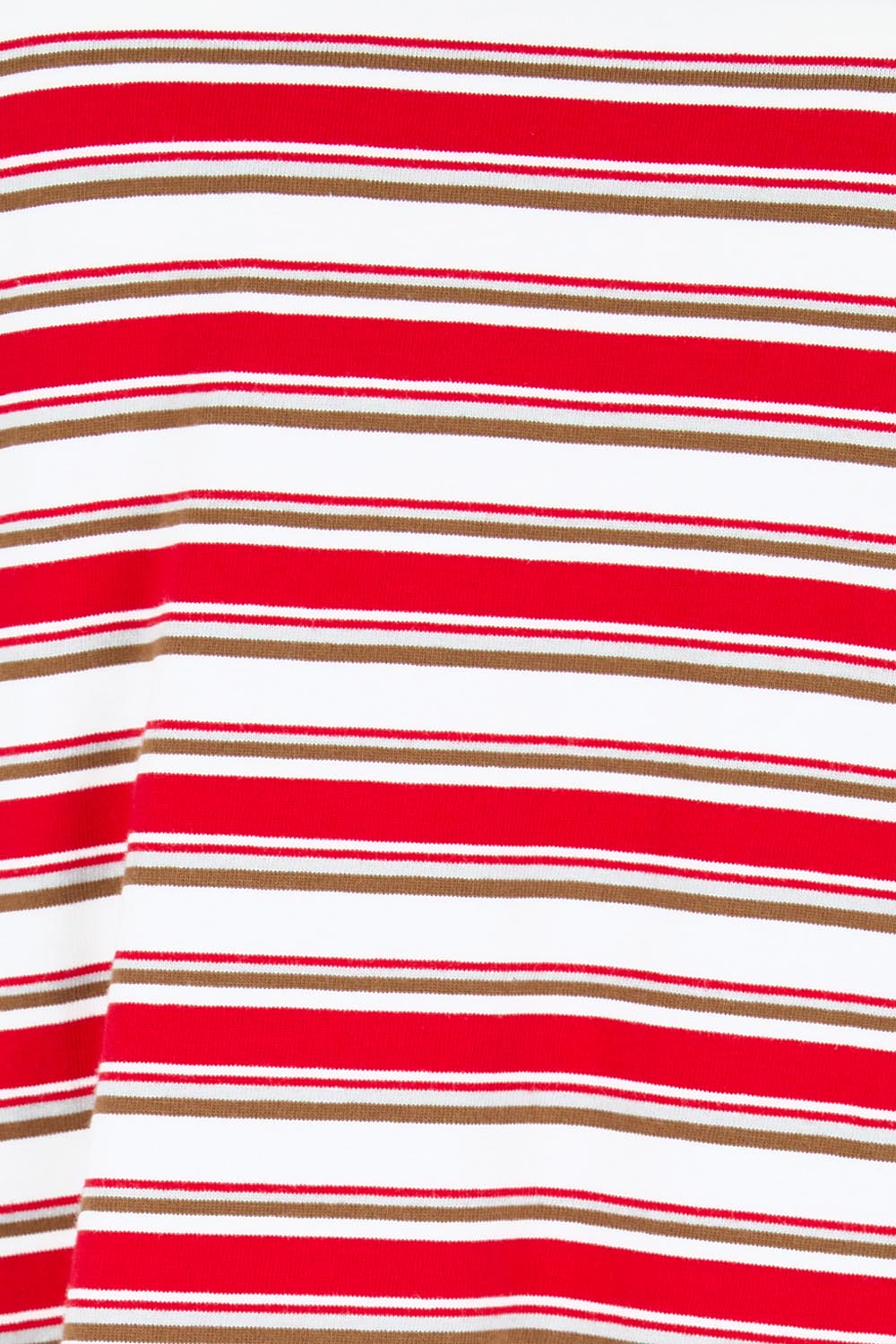 Product shot of the The Classic Cotton Striped Tee – Redwhite in colour Redwhite, showing detail