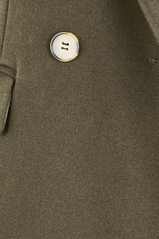 Product shot of the The Classic Double Breasted Blazer – Olive in colour Olive, showing detail