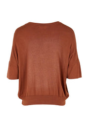 Product shot of the The Essential Knit Tee – Copper in colour Copper, from the back