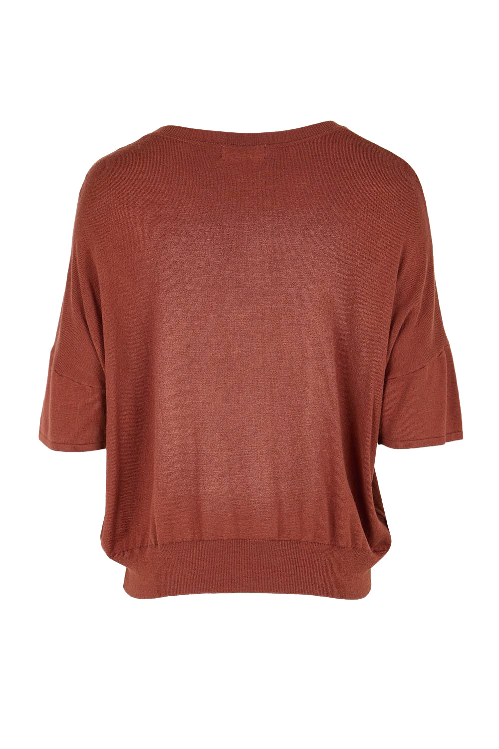 Product shot of the The Essential Knit Tee – Copper in colour Copper, from the back