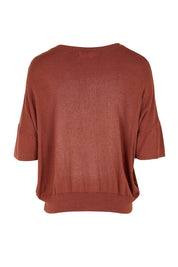 Product shot of the The Essential Knit Tee – Copper in colour Copper, from the back
