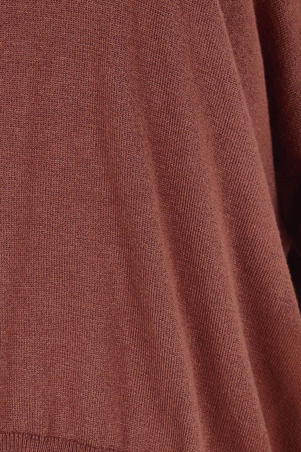 Product shot of the The Essential Knit Tee – Copper in colour Copper, showing detail