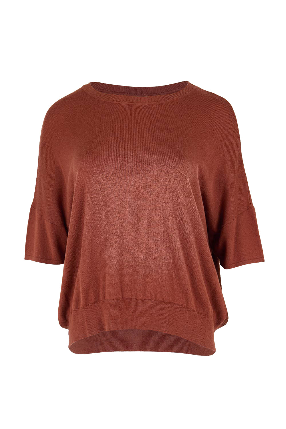 Product shot of the The Essential Knit Tee – Copper in colour Copper, from the front