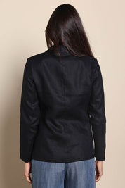 Model Amandam wearing size 10 of the The Classic Every Wear Blazer – Black in colour Black, from the back