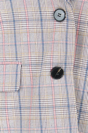 Product shot of the The Summer Check Blazer – Greypink in colour Greypink, showing detail