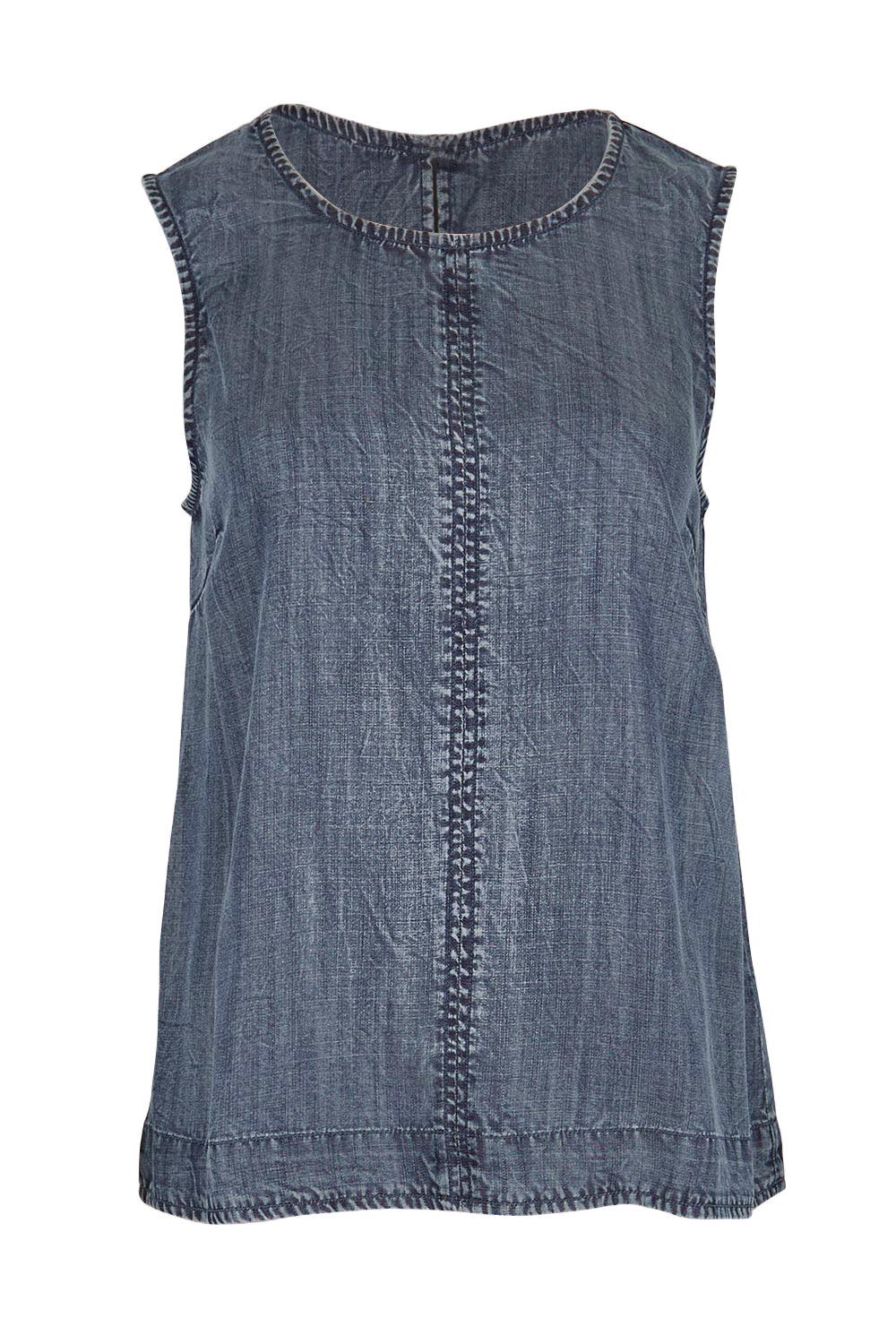 Product shot of the The Luxe Lyocell Tank – Indigo in colour Indigo, from the front